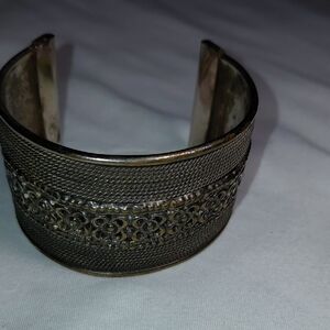 Intricate Silver Tone Cuff Bracelet